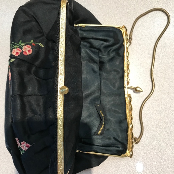 FRANCE Handbags - VINTAGE BLACK SATIN FRENCH HANDBAG